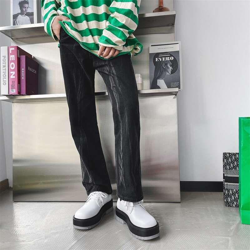 Jelly transparent big toe men's British style 2022 thick sole lace up hairstylist trendy business casual leather shoes
