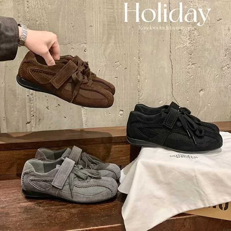 Ballet Flat Bott Casual Shoes Wens Lace-Up Magic Spring 2025 Busan Blogger Style Flat Net Shoes Rubber Y251105