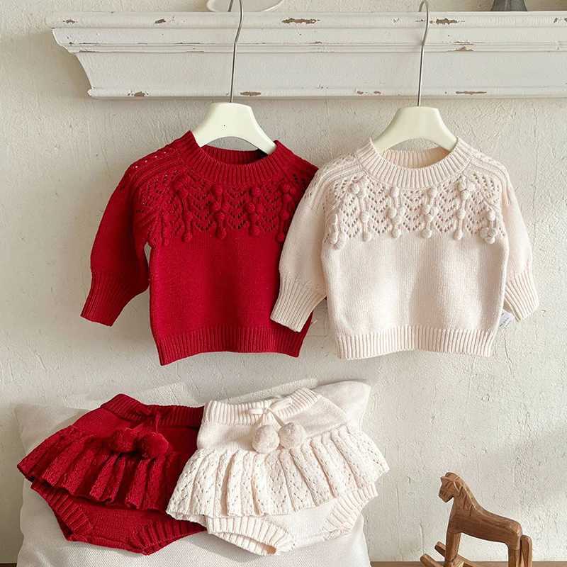 2025 New Autumn 0-3Yrs Children Clothes Suit Long Sleeved Knitted Pullover SweaterPP Shorts Toddler Baby Girl Clothes Set Y251105