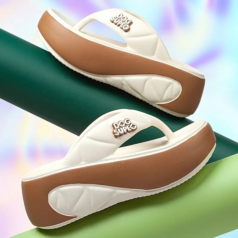 2025 summer hot single product EVA thick bottom 5cm flip-flops women wear high soft bottom wear-resistant slippers new style green