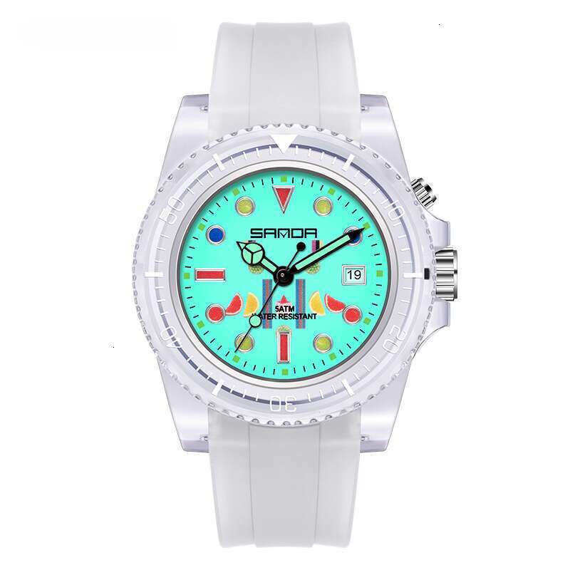 DHwatches Sanda New Single Display Dual Calendar Luminous Student Simple Personality Transparent Strap Men's and Women's Wristwatch