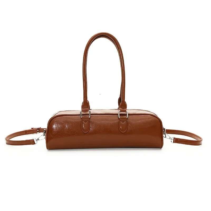 Solid Color PU High Quality Shoulder Zipper Trendy Fashionable Baguette Women's Handbag Soft Versatile Simple Crossbody Bag