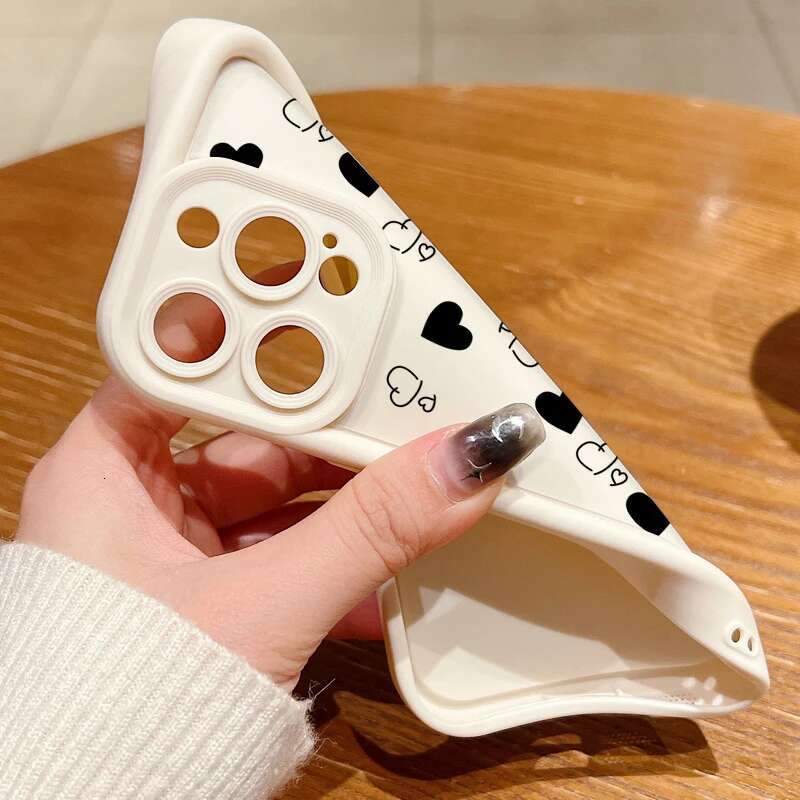 Phone Case For iPhone 16 15 14 Pro 16E 11 12 13 Mini 7 8 Plus XR X XS Max SE Love Heart Print Matte Soft Shockproof Cover
