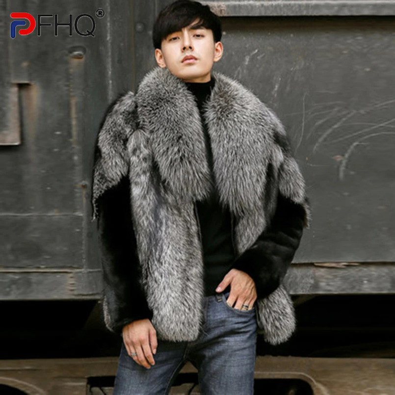 PFHQ Autumn Mens Faux Fur Coat Fashion Thickened Warm Zipper Simple Creativity Personality Comfortable Windbreaker 21Z1696 251023