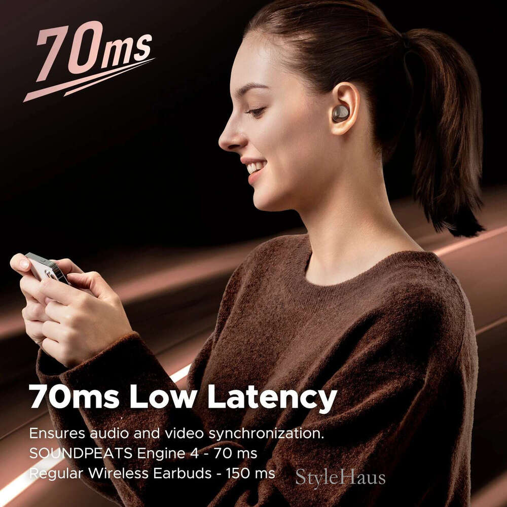 SoundPEATS Engine4 Hi-Res Bluetooth 5.3 Wireless Earbuds with LDAC, Coaxial Dual Dynamic Drivers for Stereo Sound, Total 43 Hrs