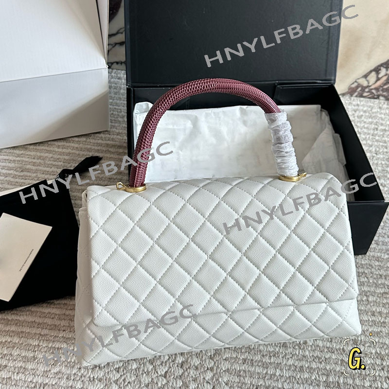 29cm Women Designer Co Handle Tote Bag Two-Tone Handle Calfskin Leather Classic Flap Golden Hardware Removable Matelasse Chain Shoulder Wallet Crossbody Handbag