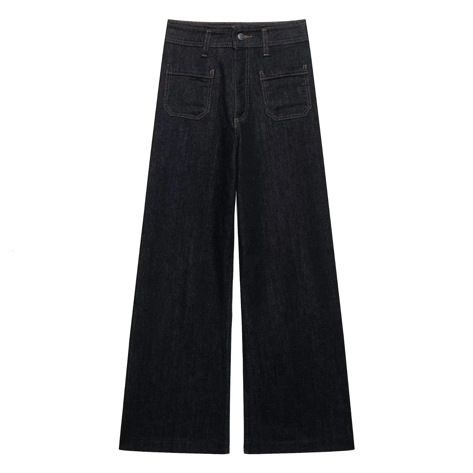 European and American high waisted fashionable matching straight wide leg jeans 250403