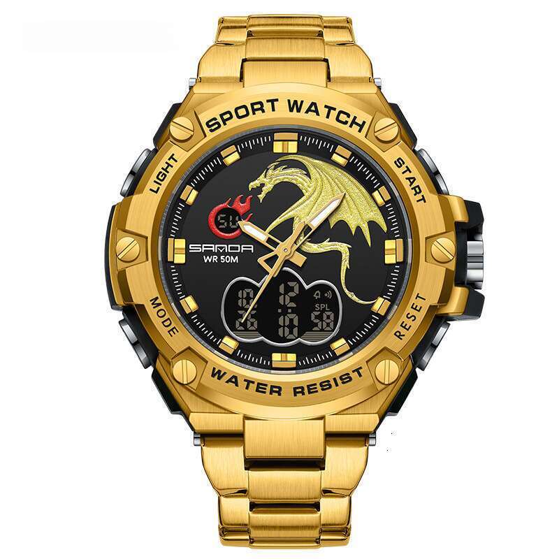 DHwatches Sanda Brand Business Steel Band Electronic Multifunctional Watch Waterproof Alarm Clock Sports Men's Wristwatch