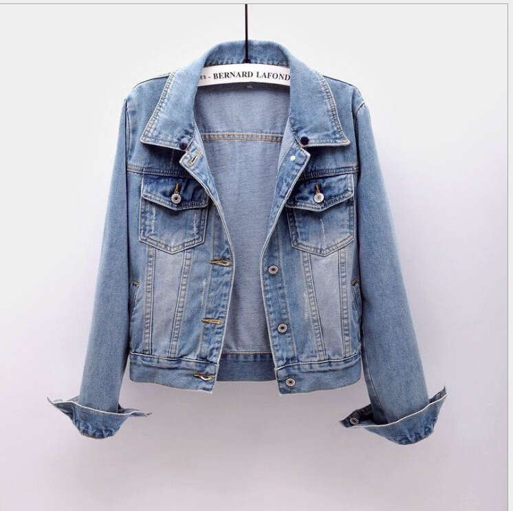 Japanese Korean Super Popular Denim Jacket For Women, Short Style, Spring And Autumn New Long Sleeve Slim Fit Hooded Jacket, Student Top B5
