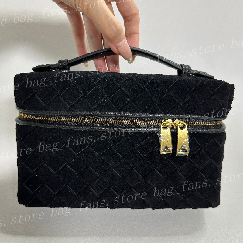 (go off picture not the description) Fashion Designer Handbags Women's Makeup Bags Woven Leather Suede Small Zipper Purses 28715