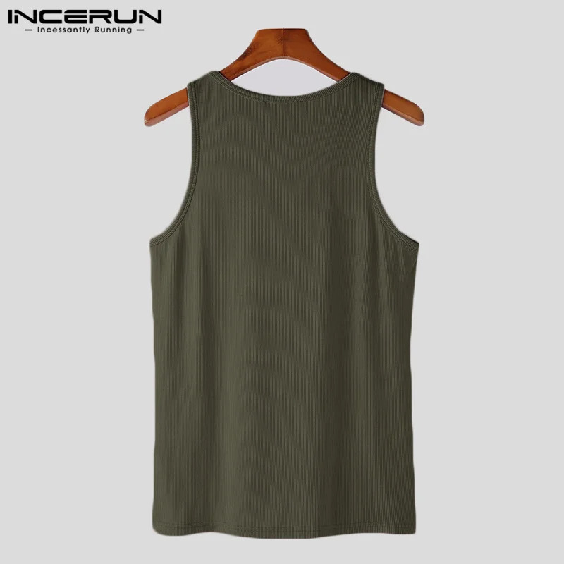 Mens vest solid color O-neck sleeveless sports casual mens vest summer street clothing mens clothing S-5XL INCERUN 250402