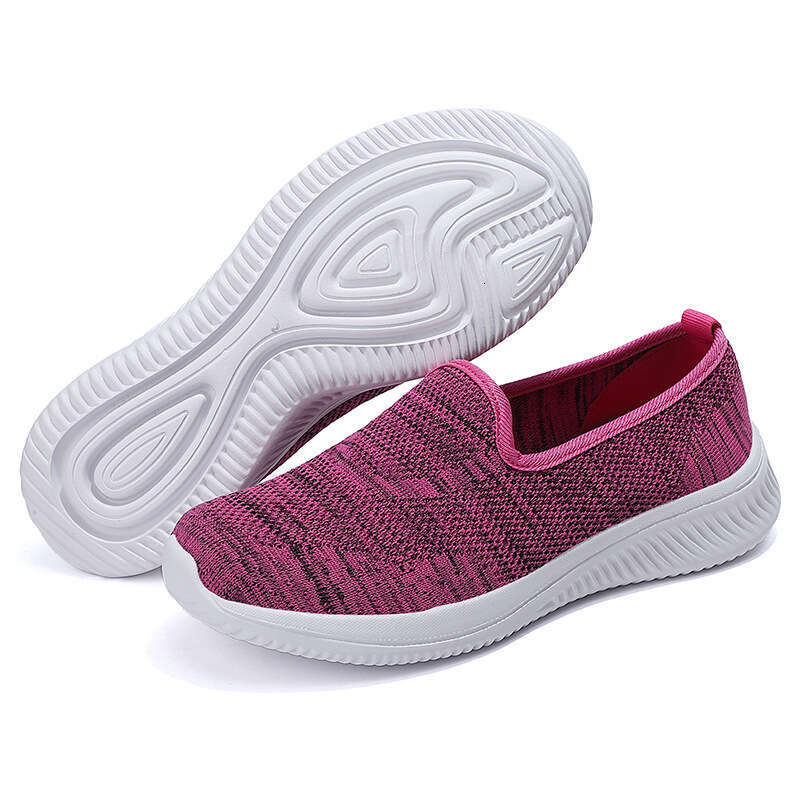 Spring summer new round toe flying woven sports middle-aged and elderly walking women's shoes, mother's shoes