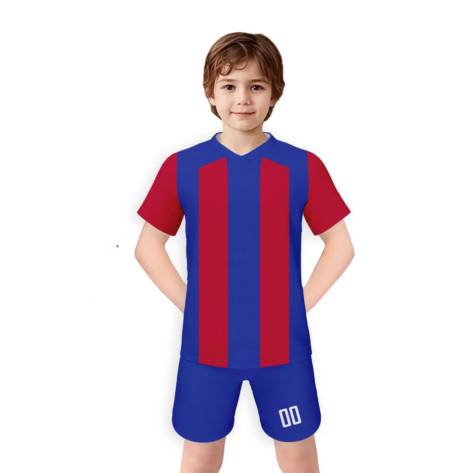 Personalized Kids Jersey Set Custom Name Number Kit Boys Girls Youth Team Soccer Uniform Blue Red Football Shirt