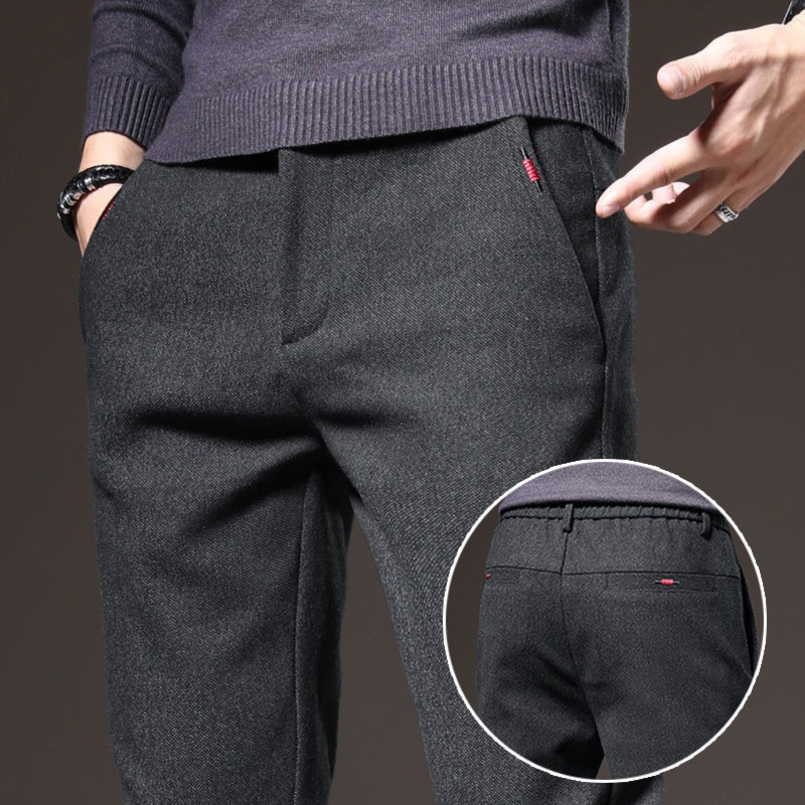 Mens Straight Leg Long Daily Pants Casual Slim Fit Narrow Trousers Stylish Male Suit Work Fashion Blue Gray 251023