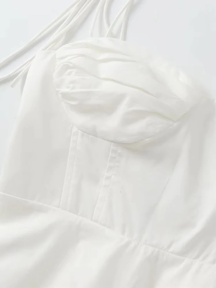 TRZA Symmetrical Bustier Womens Top Sweetheart Collar Tie Strip Side Zipper Womens Tank Top Sexy and Fashionable 250403