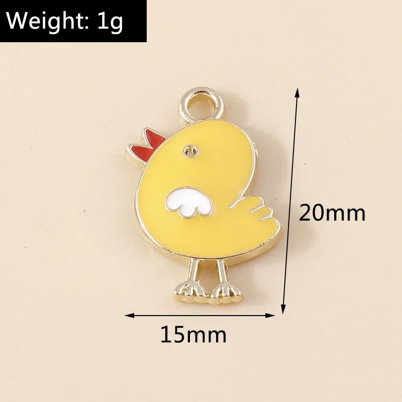 10 Cute Enamel Chicken Charm Kawaii Animal Yellow Bird Pendant DIY Earrings Keychain Jewelry Making Craftsmanship 250325