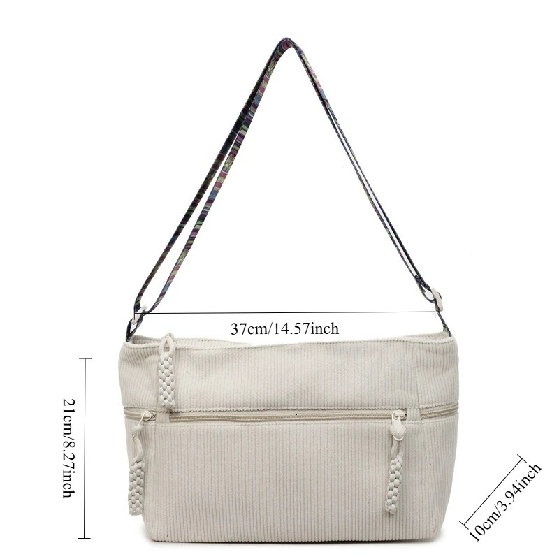 Fashion Corduroy Shoulder Bag Large Capacity Crossbody Bag for Women Students Versatile and Large Capacity Storage Bags 251104