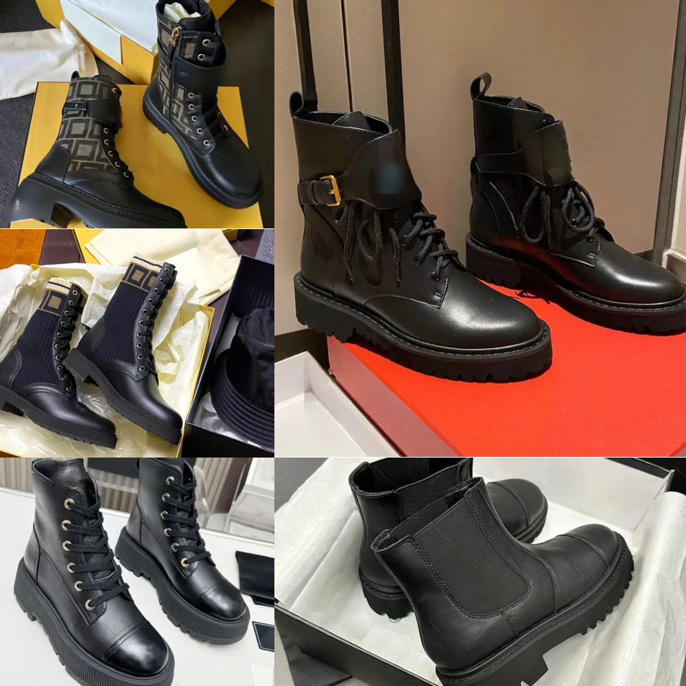 Thick Bottom English Style MartinBoots Rain ff Fashion designer rubber Shoes Women Mid Length Short combat Boots