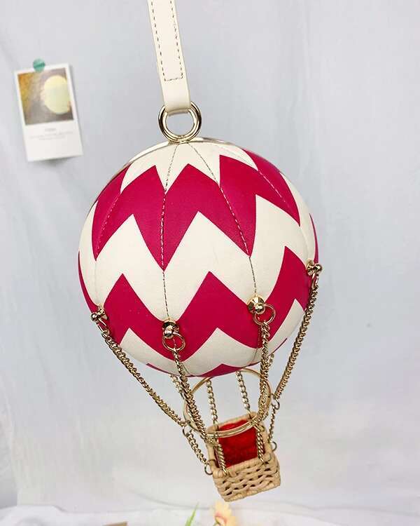 Red Hot Air Balloon Shape Handbag Party Clutch For Women Purses Fashion Designer Bags Shoulder Chain Bag Pu Leather
