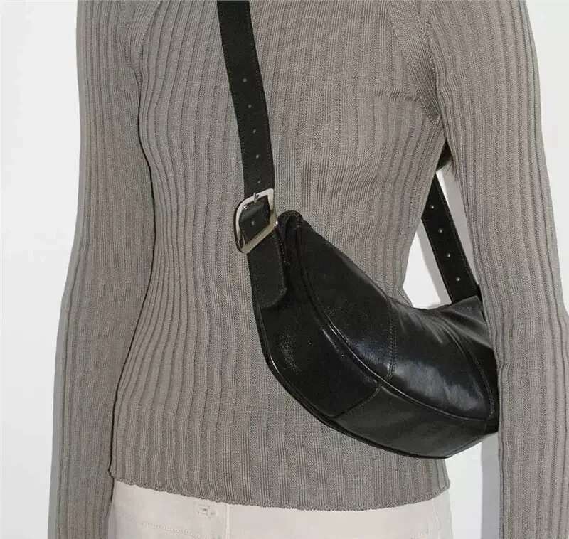 Pa Wl Pea Imported Oil Wax Cowhide Armpit Crossbody Dumpg Bun Female