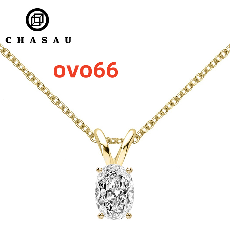 925 Sterling Silver D Color Moissanite 1ct Oval Cut Pendant Necklace Solitiare Pendant with Chain for Women