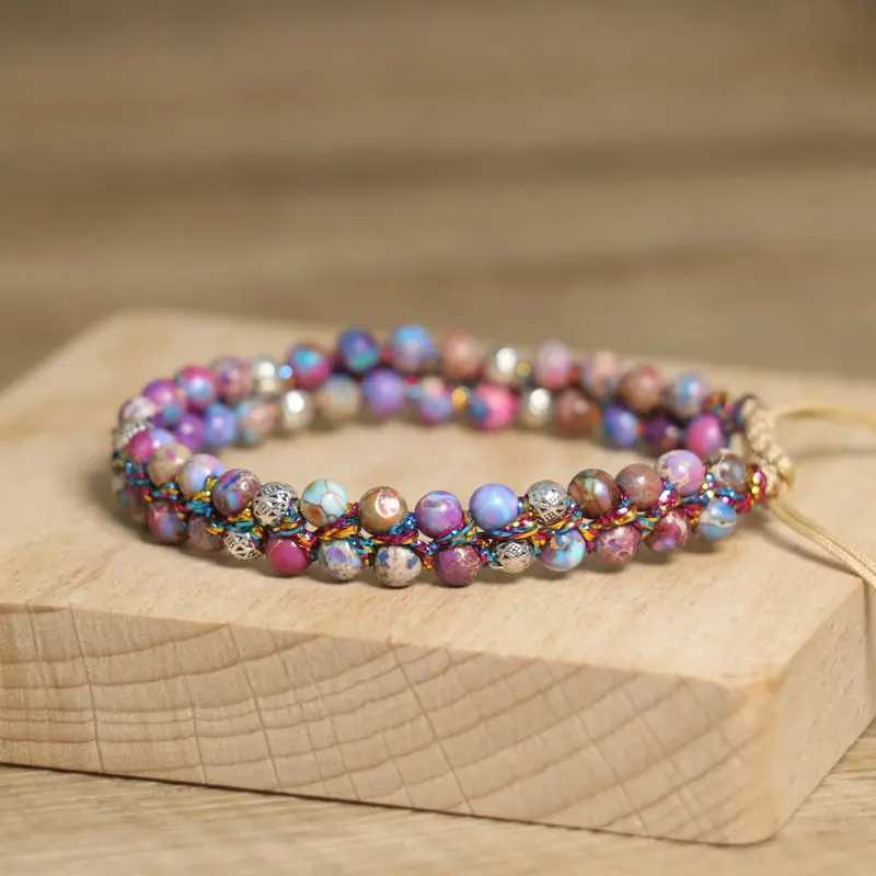 4mm Imperial Jasper for Women Jewelry Natural Purple Sea Sediment Jasper Yoga Healing Stone C251105