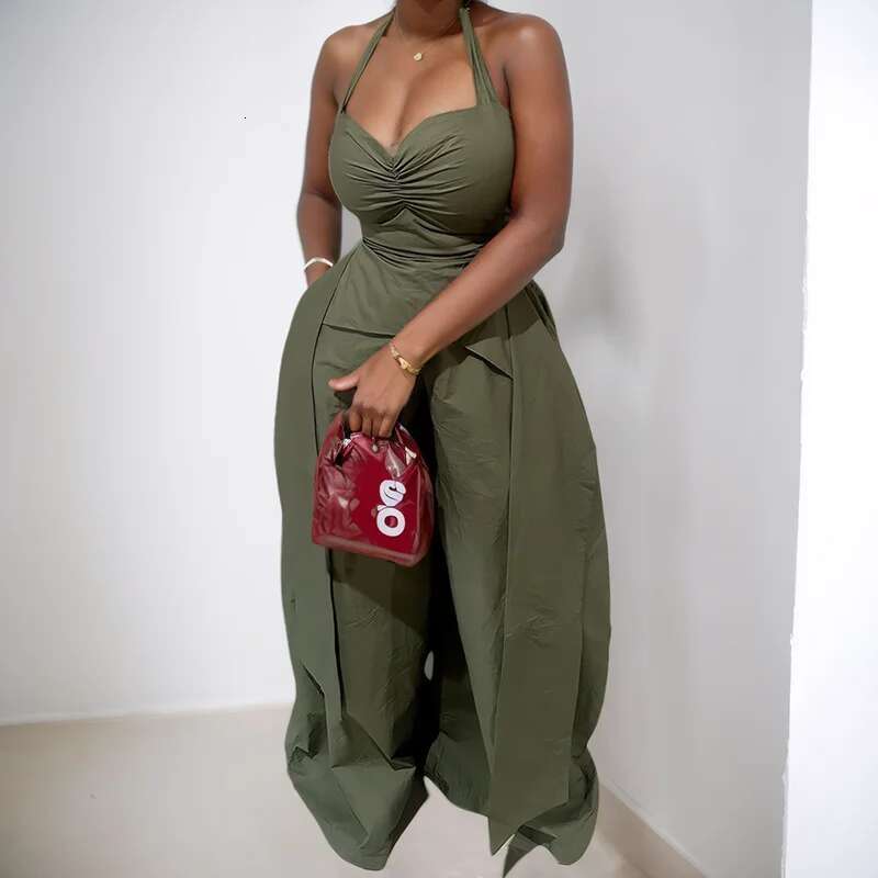 Fashion Two Piece Set For Women Trendy Halter V-Neck Irregular Tops Female High Waist Loose Trousers Spring New 33A3848