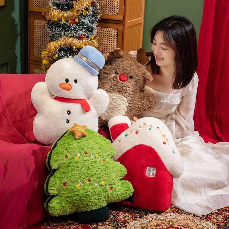 Christmas Santa Claus Gingerbread Man Snowman Elk Cushion Cute Christmas Tree Doll Xmas New Year Gifts Soft Sofa Cushion Pillow Y251105