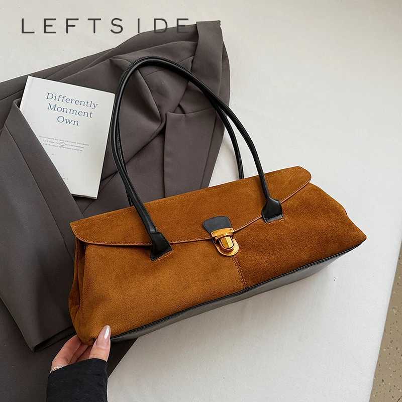LEFTSIDE Women Large Capacity PU Leather Shoulder Bag 2025 Winter Simple Short Handle Tote Bag Luxury Designer Trend Handbags Z251104