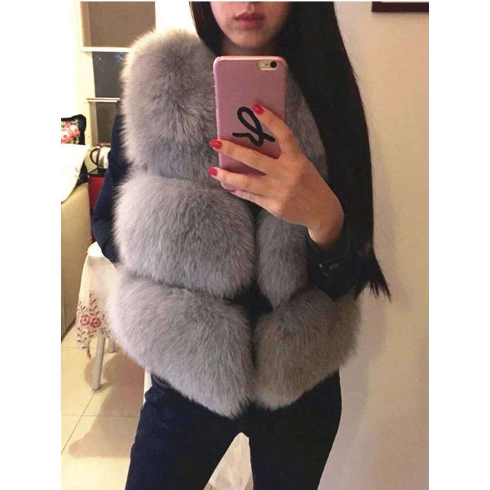 ZADORIN 3Xl Autumn Winter Thick Warm Faux Fox Vest Women High Quality Fashion V-Neck Short Coat Female Fur Waistcoat