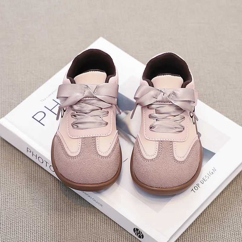 Spring Autumn Girls Sneakers Sweet Bowknot Embroidered Children Tennis Shoes Fashion Non-slip School Versatile Kids Causal ShoesT251105