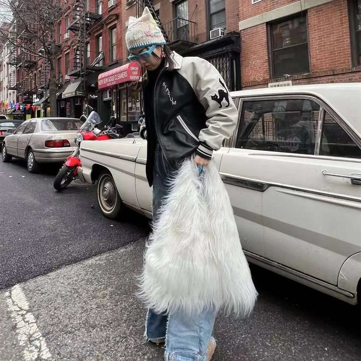 2025 Winter Soft Plush Women's Shoulder Bag Faux Fur Ladies Tote Underarm Bags Large Capacity Y2k Hot Girls Furry Handbags