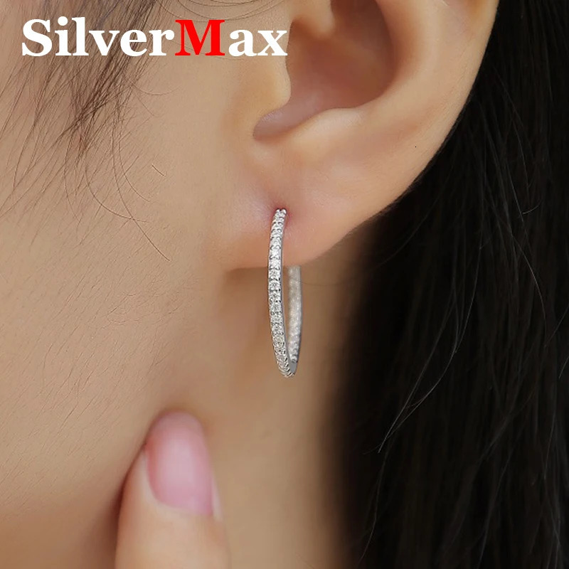 Hoop Earrings Diamond Earrings For Women Original 925 Sterling Silver Jewelry Plated Womens Earrings 251131