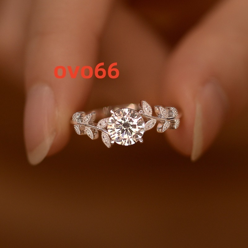 Luxury Women Jewelry Leaf Branch Design S925 Round Cut Moissanite Engagement Ring Nature Inspired Dainty Rings