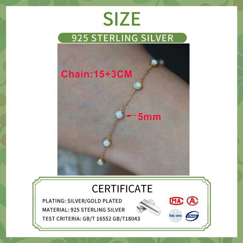 INZATT Real 925 Sterling Silver Opal Bead 18K Gold Chain Bracelet For Fashion Women Party Trendy Fine Jewelry Exquisite GiftXJ251105