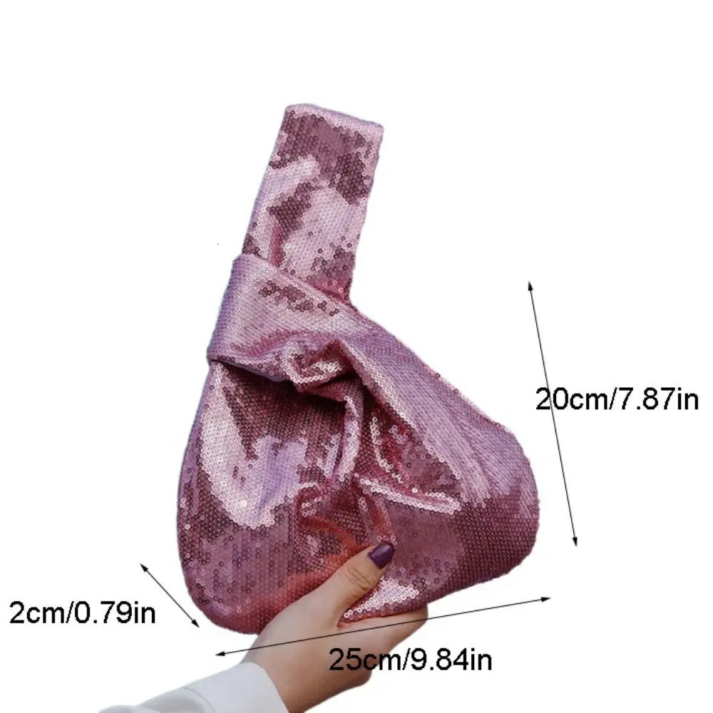 Solid Color Knot Wrist Bag Casual Korean Style Glitter Tote Bag Bucket Bag Year Gift Sequin Handbag Ladies 251104