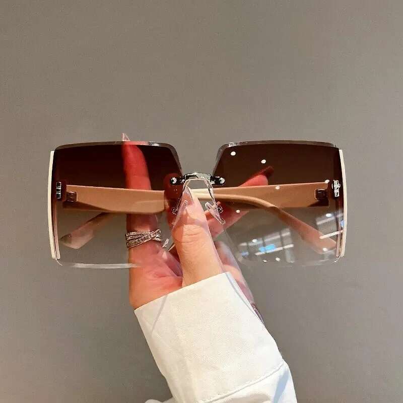 New Square Frameless Retro Sunglasses for Women Fashion Vintage Glasses Men Trend Brand Designer Shades UV400 Eyewear