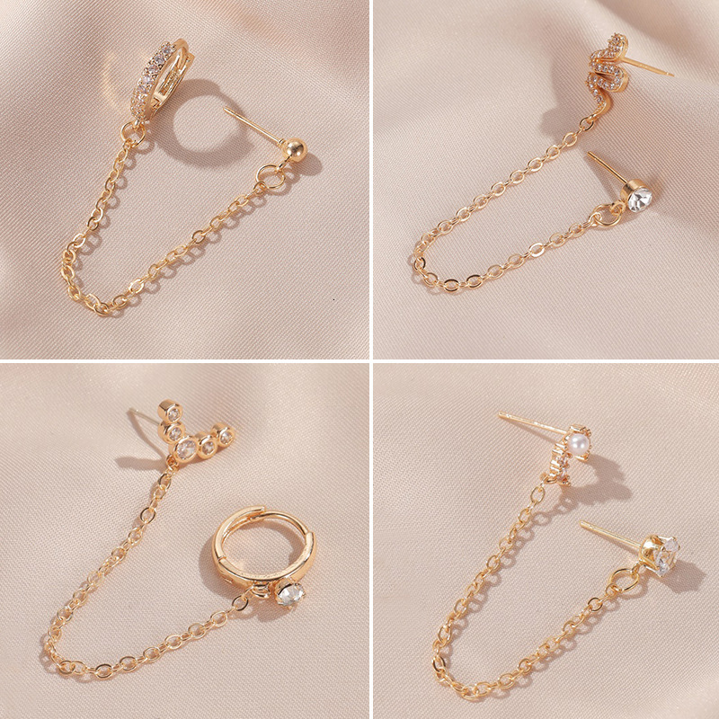 Long Geometric U-shaped Clips Moon Snake-shaped Stud Earrings Non-mainstream Integrated Ear Accessories