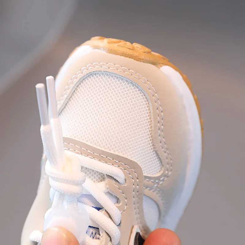 Mesh Breathable Childrens Sports Shoes Lace Up Non Slip Round Toe Outdoor Casual Soft Thick Sole Shoes Kids Fashion SneakersT251105