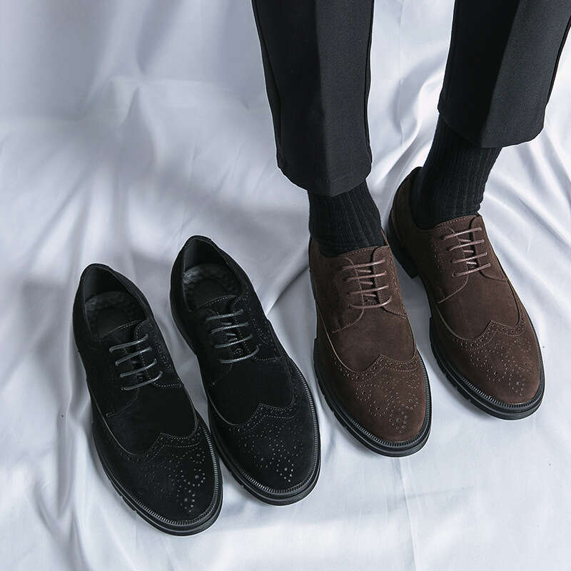 Large matte block dress shoes, sizes 38-46 carved business leather shoes