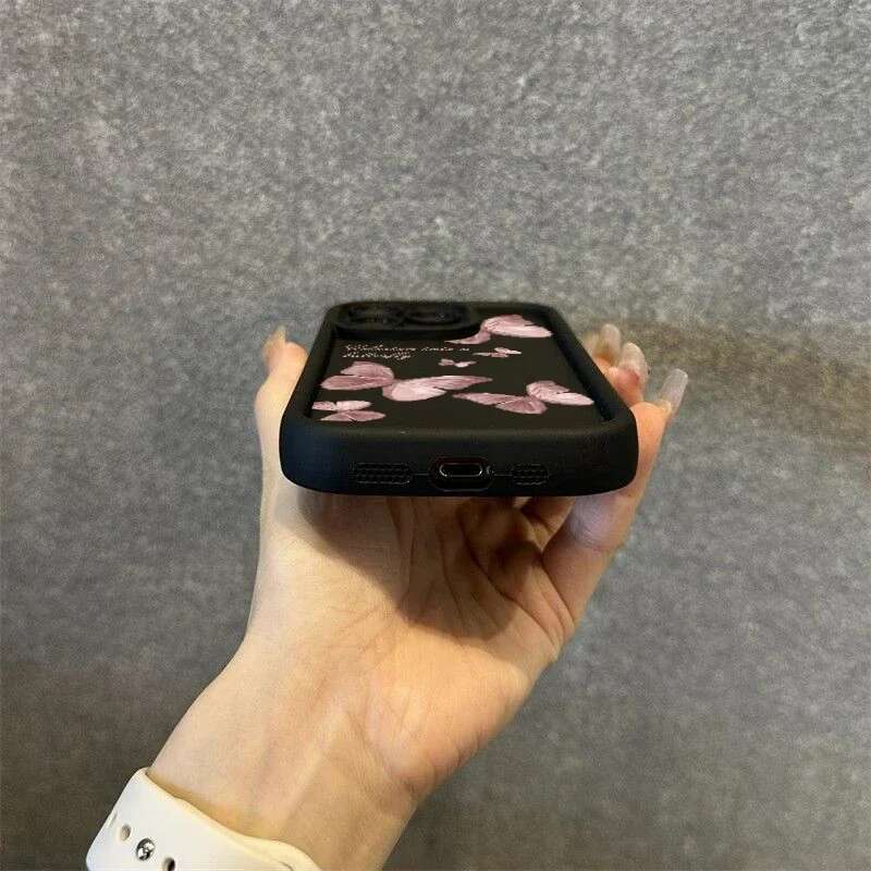 Retro Butterfly Silicone Phone Case For iPhone 14 15 13 12 11 Pro XS Max 7 8 Plus SE 2 X XR Shockproof Full Cover