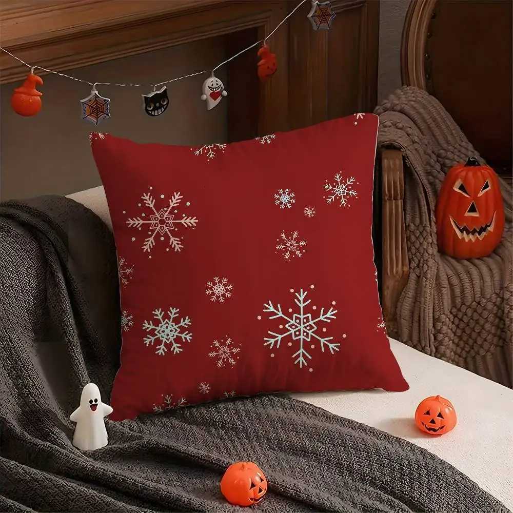 Christmas red bell Pillow Case Short plush Double-sided Print Square Throw Pillow Covers Sofa Home Cushion Decor Y251105