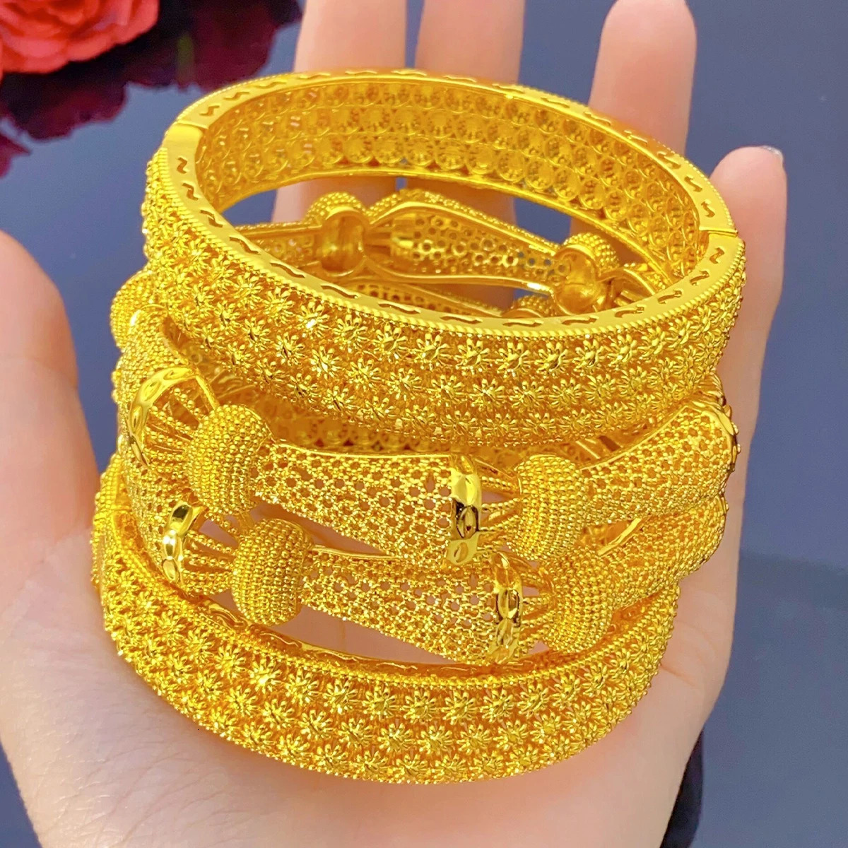 XUHUANG Dubai African Gold Color Bangles 24K Jewelry Engagement For Women Bridal Wedding Bracelets Trend Jewellery Gifts 251031