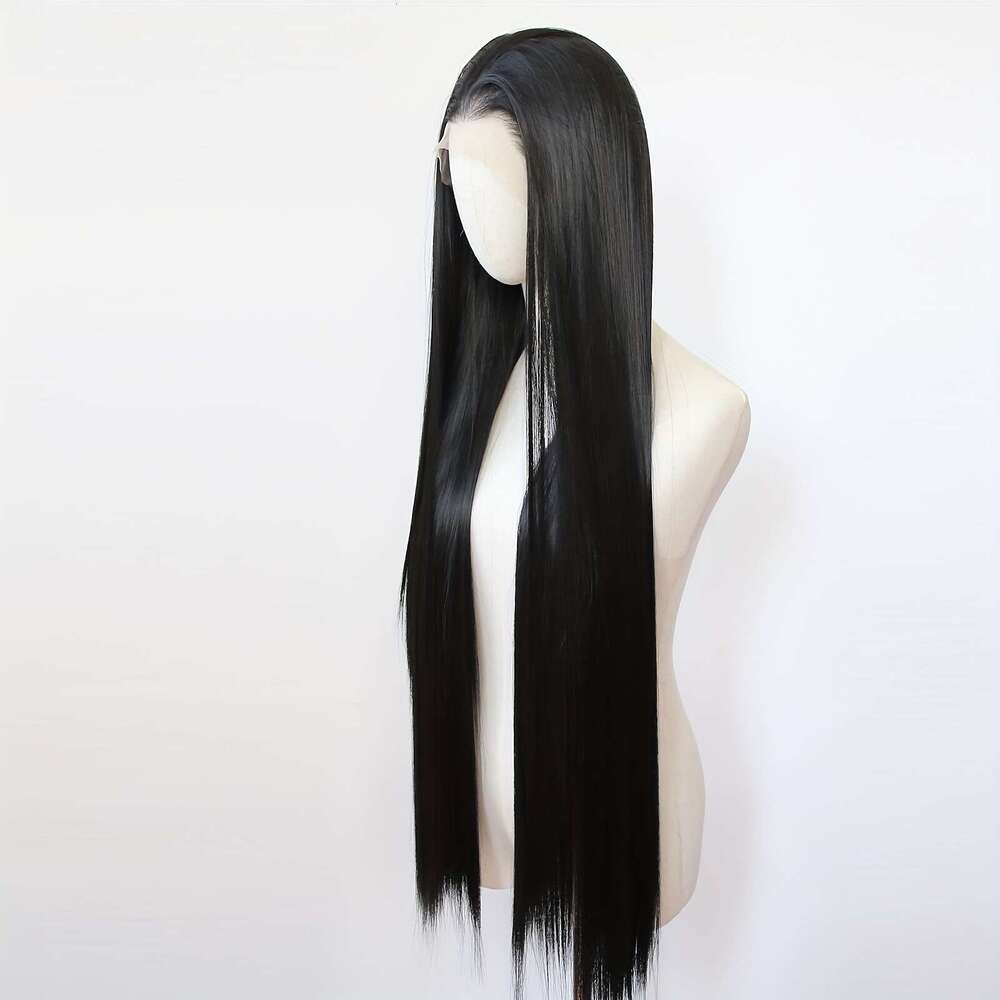 1Pc Unisex-Adult 40 Inch Straight Synthetic Lace Front Wig, Pre Plucked Hairline, Density, Heat Resistant Fiber, Glueless Cosplay Fashion Wig