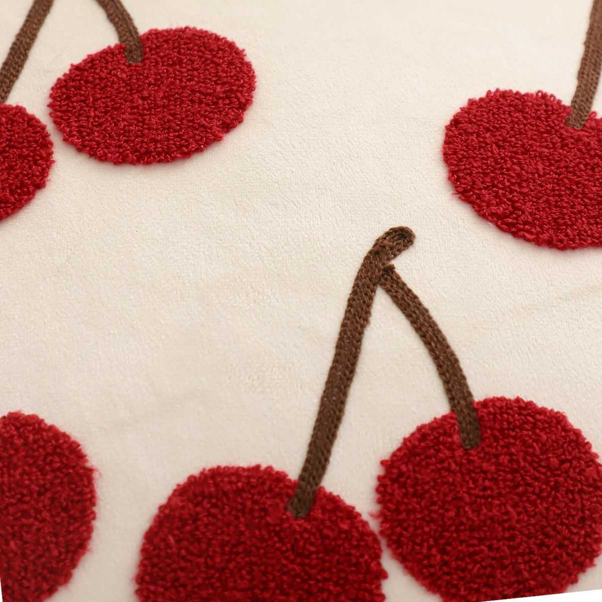Embroidery Throw Pillow Cover Christmas Decoration Velvet Soft Christmas Tree Hat Cherry Winter Farmhouse Home Sofa Living Room Y251105