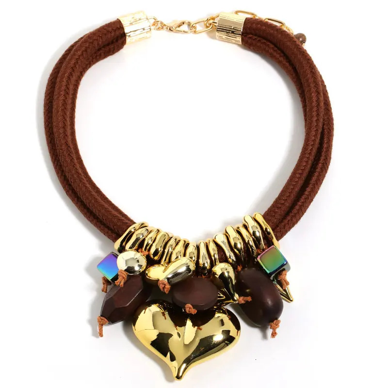 Statement Beaded Necklace Hearts Pendant for Woman Girl Wedding Party Jewelry 251031