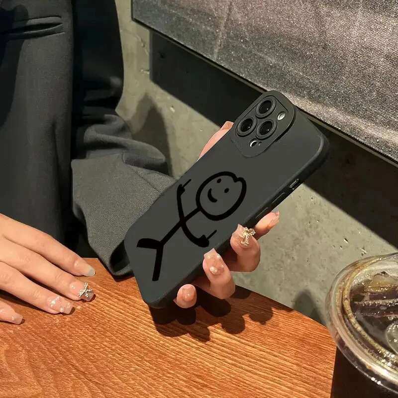 Cute Cartoon Matchman Matte Silicone Phone Case For iPhone 16 11 12 13 14 15 Pro Max XR XS X 7 8 Plus SE2 16E Soft Back Cover