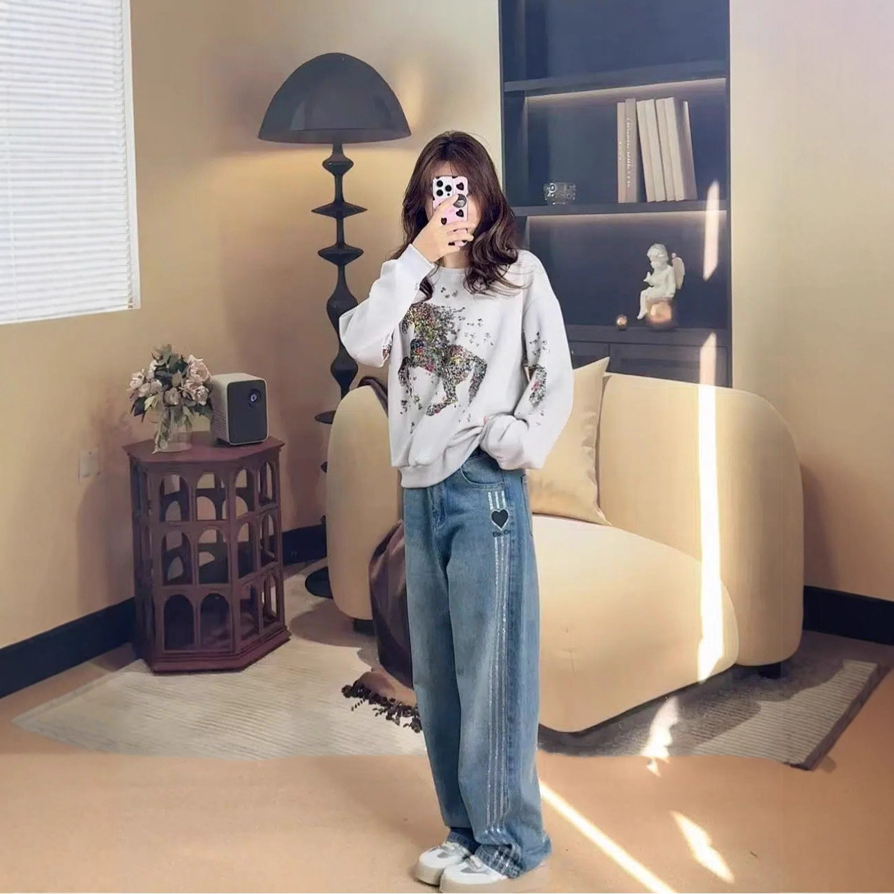 Women's New Slim Straight Jeans Retro Washed Vintage High-end Design Fashion Versatile Daily Long Pants ddmymoon