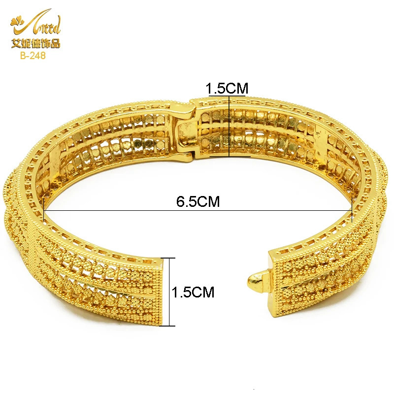 ANIID Indian 24K Gold Color Bangle Bracelet Jewelry Indian Women Charm Bangles African Wedding Anniversary Gifts 251031
