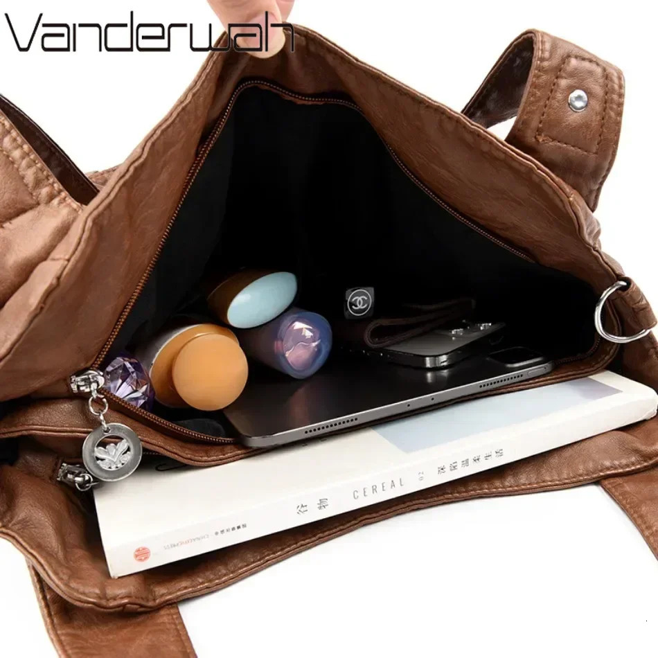 High quality soft leather large capacity womens handbag shoulder cross body 2025 wallet Sac 250401